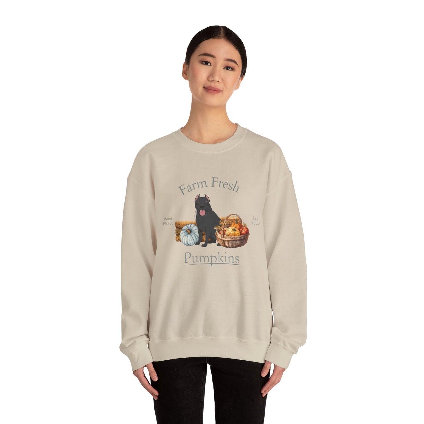 Pit Bull Terrier Dog Fall Farm Fresh Unisex Heavy Blend Crewneck Sweatshirt
