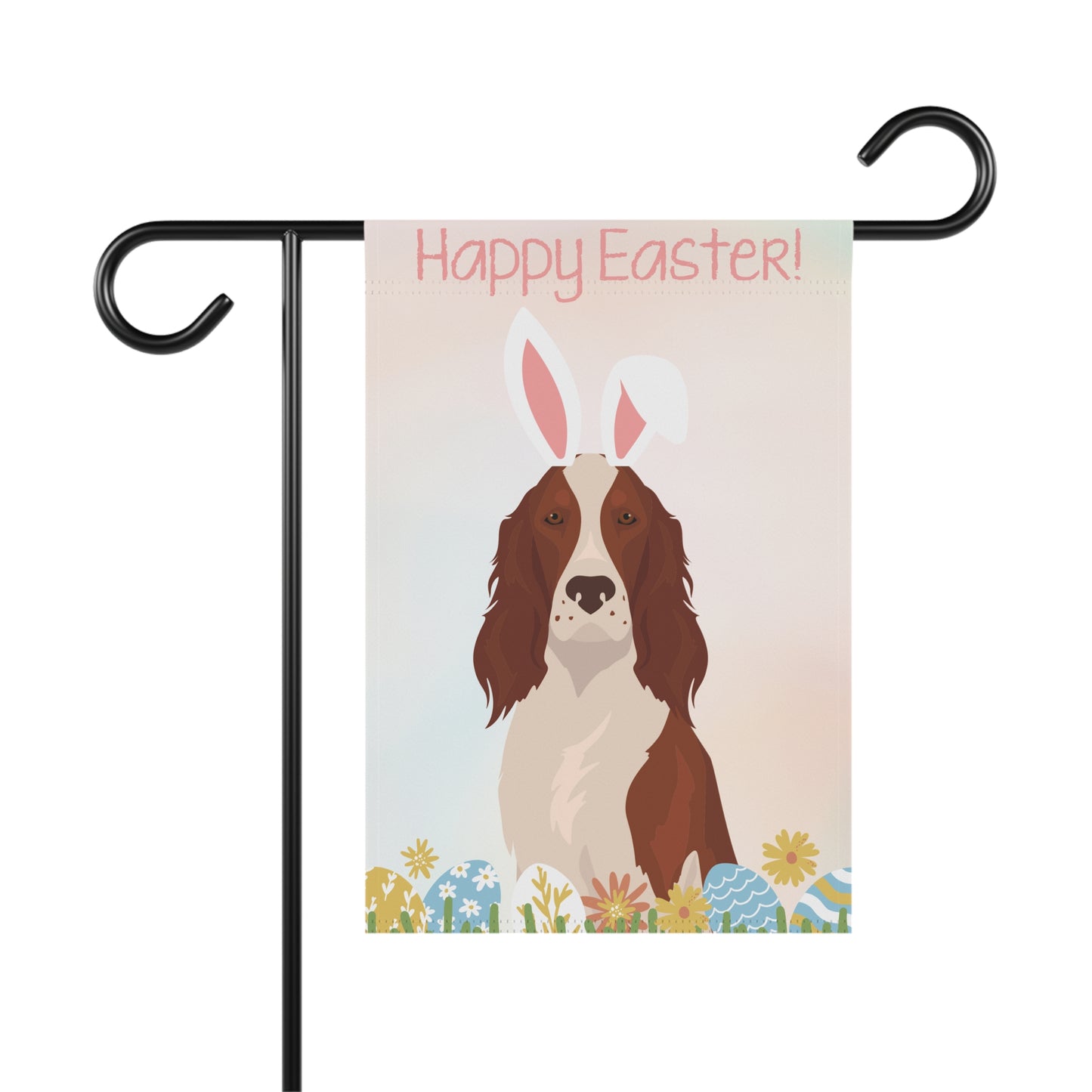 Irish Red & White Setter Dog Happy Easter Garden Flag