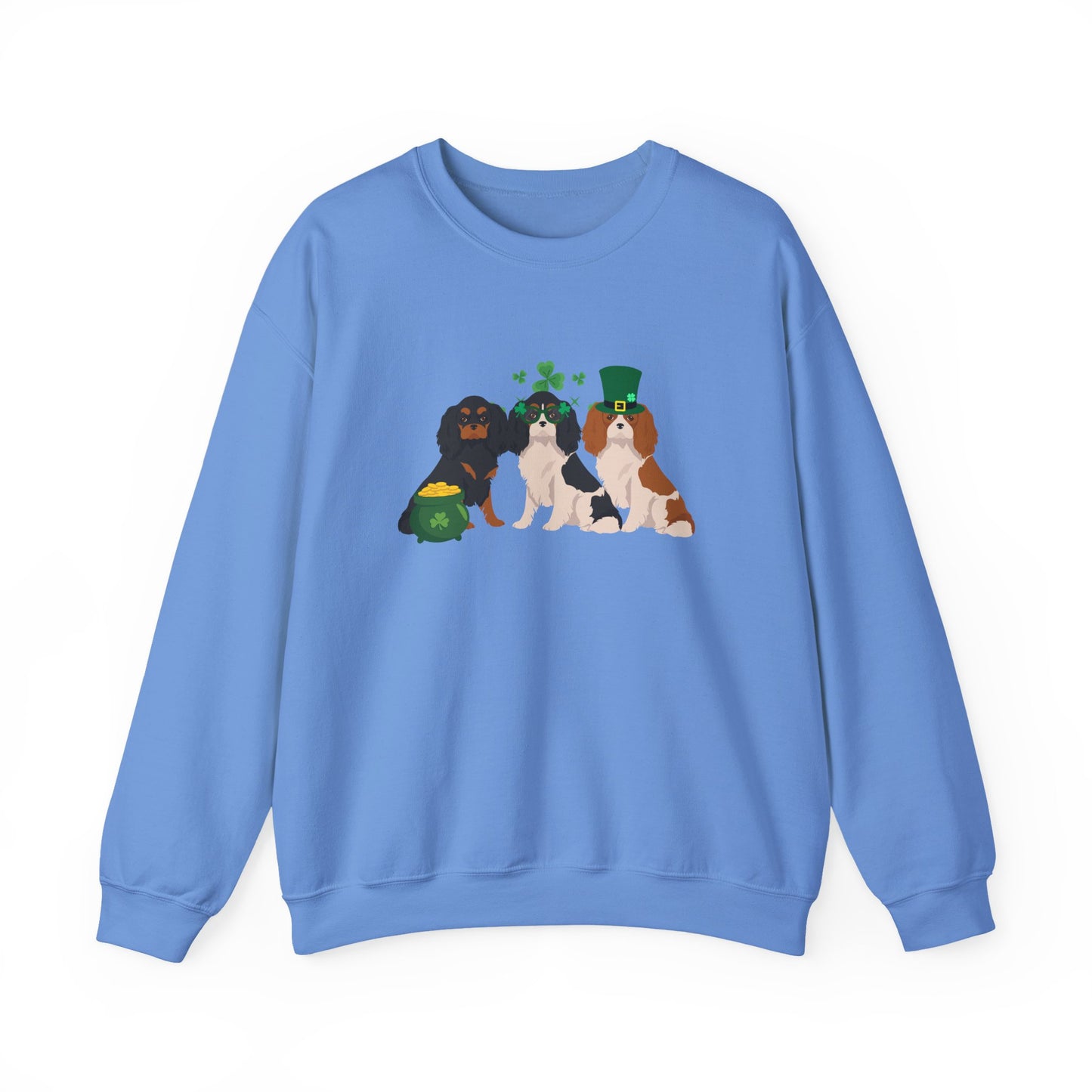 Cavalier King Charles Spaniel Dog St Patricks Day Unisex Heavy Blend Crewneck Sweatshirt, St Pattys day, Cute Dog Mom Gift