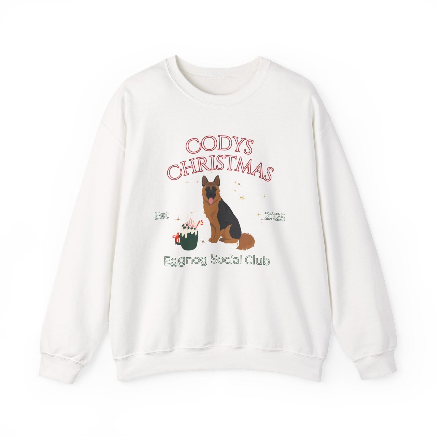 German Shepherd Dog Christmas Social Club Unisex Heavy Blend Crewneck Sweatshirt Custom Name