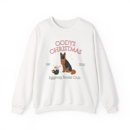 German Shepherd Dog Christmas Social Club Unisex Heavy Blend Crewneck Sweatshirt Custom Name