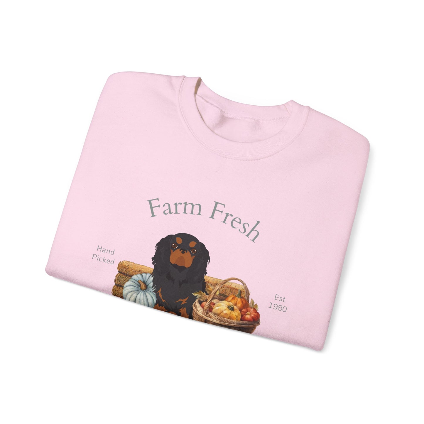 English Toy Spaniel Dog Fall Farm Fresh Unisex Heavy Blend Crewneck Sweatshirt