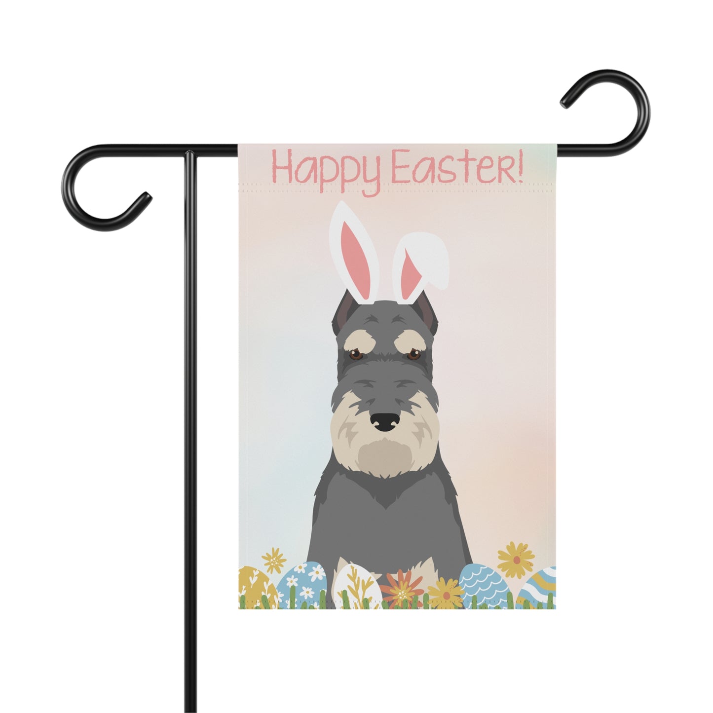 Schnauzer Dog Happy Easter Garden Flag