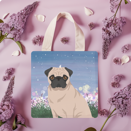 Pug Dog Tote Bag 13x13