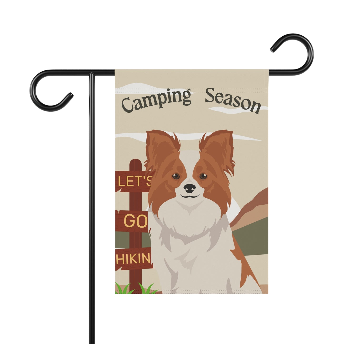 Papillon Dog Camping Garden Flag
