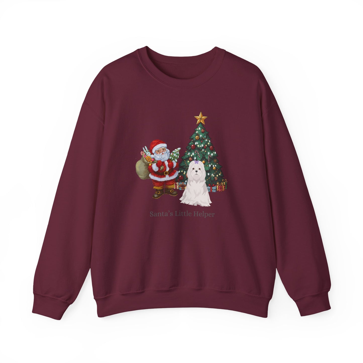 Maltese Dog Santa's Little Helper Unisex Heavy Blend Crewneck Sweatshirt