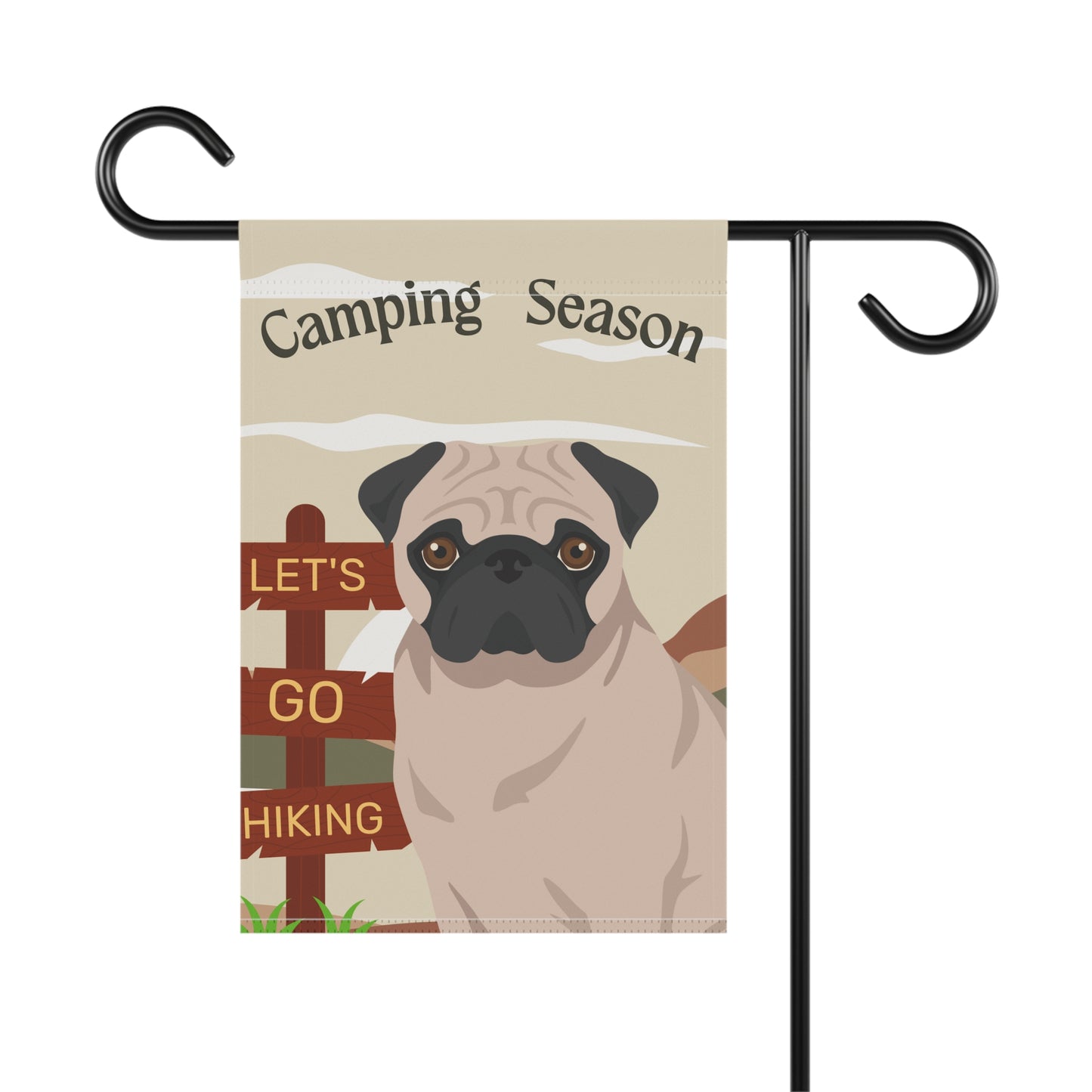 Pug Dog Camping Garden Flag