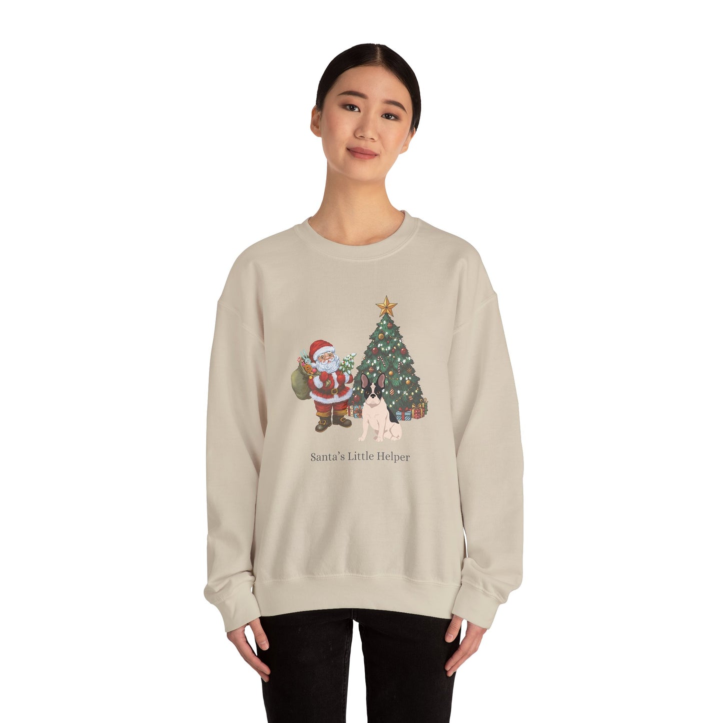 French Bulldog Dog Santa's Little Helper Unisex Heavy Blend Crewneck Sweatshirt