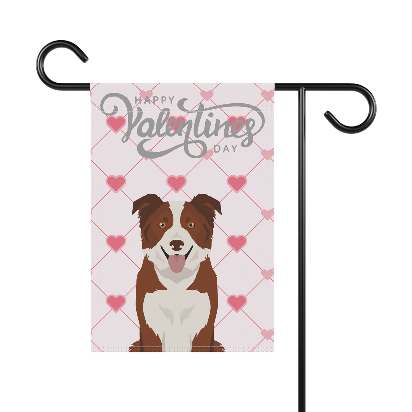 Border Collie Dog Valentines Day Garden Flag