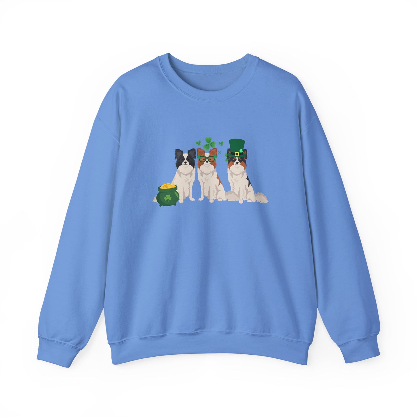 Papillon Dog St Patricks Day Unisex Heavy Blend Crewneck Sweatshirt, St Pattys day, Cute Dog Mom Gift
