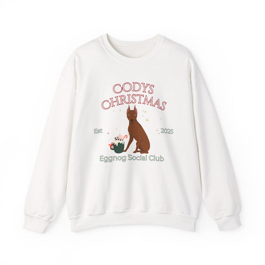 Miniature Pinscher Dog Christmas Social Club Unisex Heavy Blend Crewneck Sweatshirt Custom Name