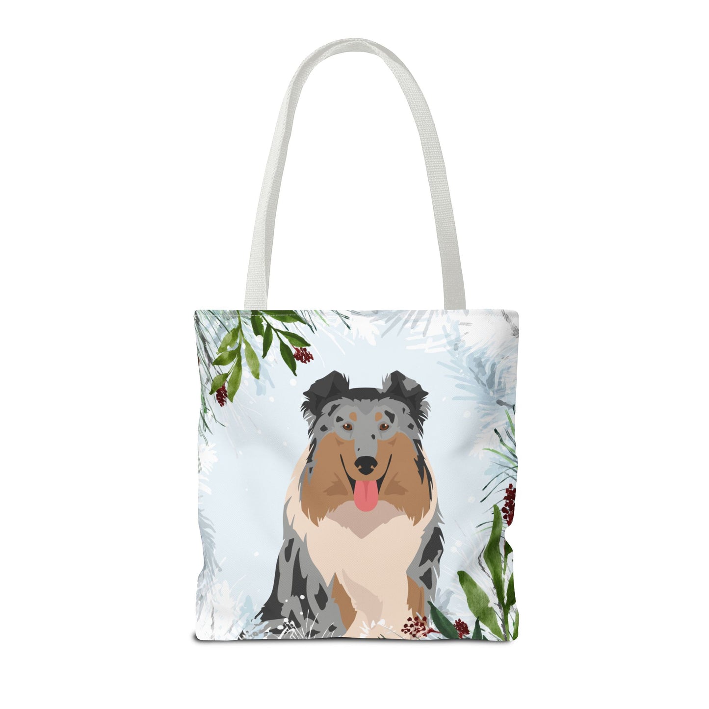 Collie Dog Christmas Holiday Tote Bag 16x16