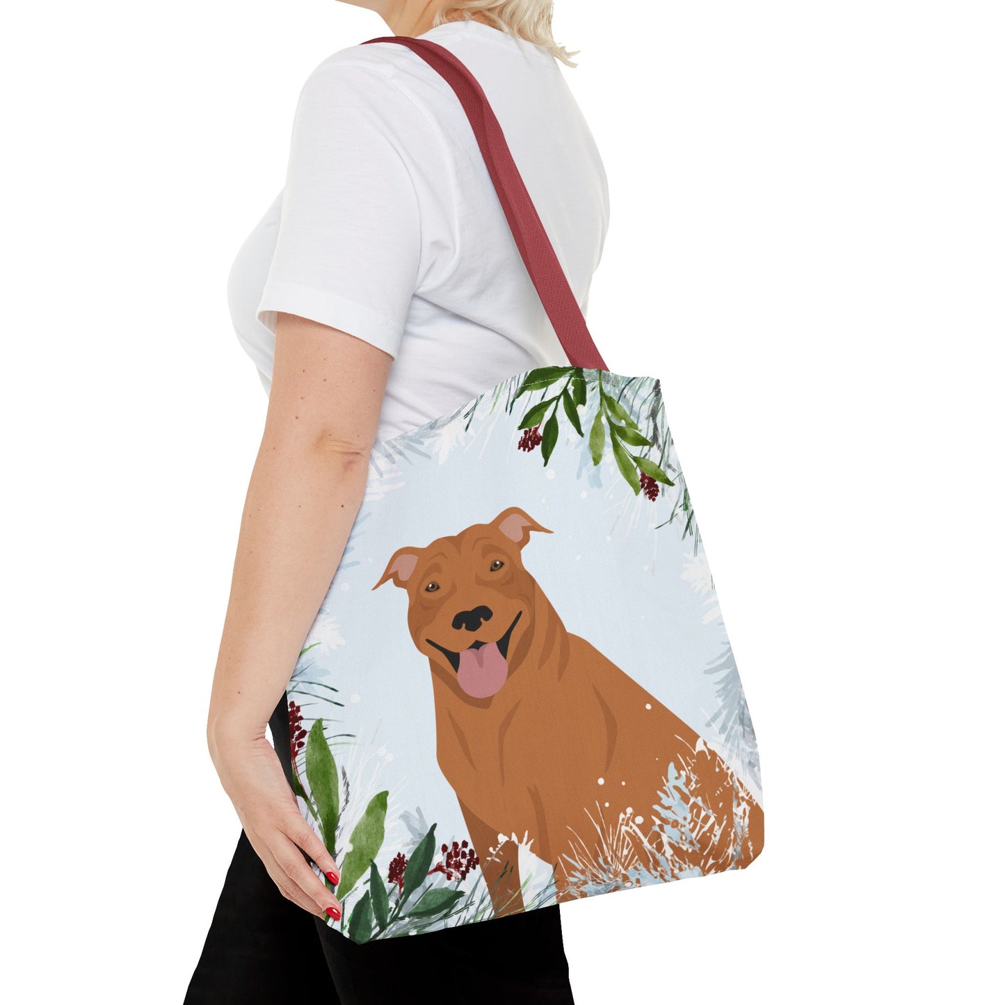 Pit Bull Dog Christmas Holiday Tote Bag 16x16