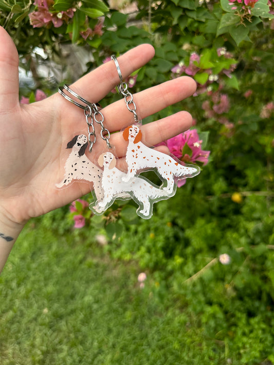 English Setter Dog 2.5in Acrylic Keychain