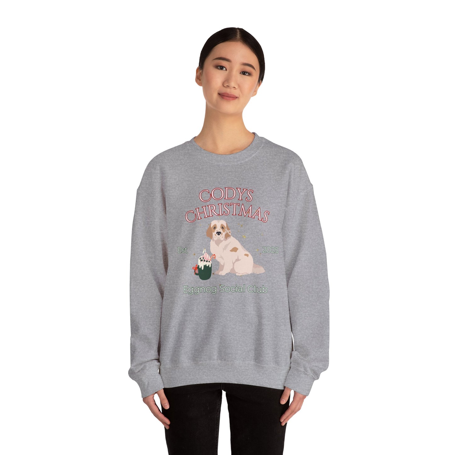 Clumber Spaniel Dog Christmas Social Club Unisex Heavy Blend Crewneck Sweatshirt Custom Name