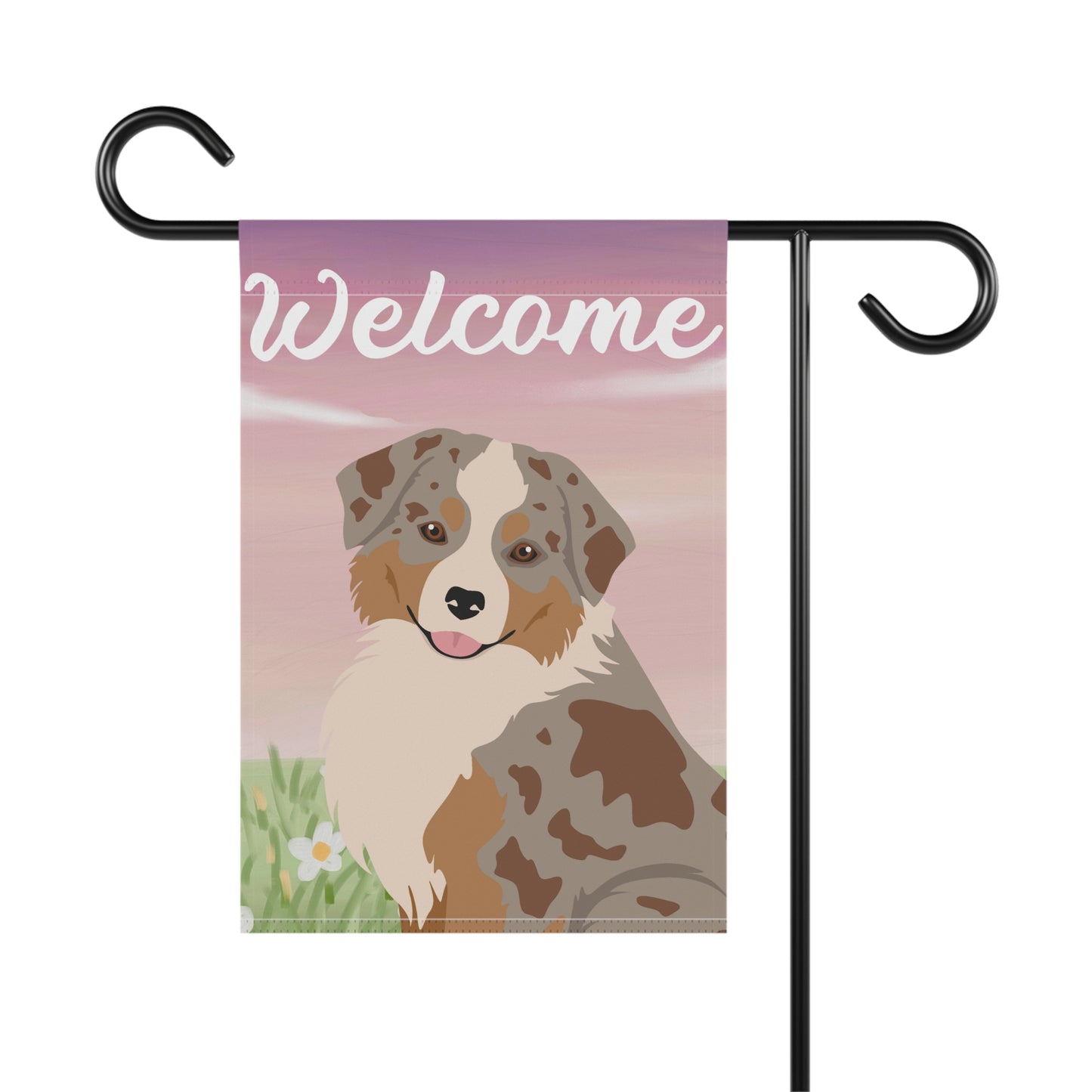 Miniature American Shepherd Dog Welcome Garden Flag