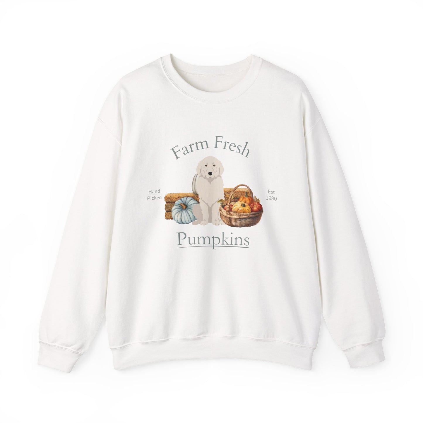 Great Pyrenees Dog Fall Farm Fresh Unisex Heavy Blend Crewneck Sweatshirt