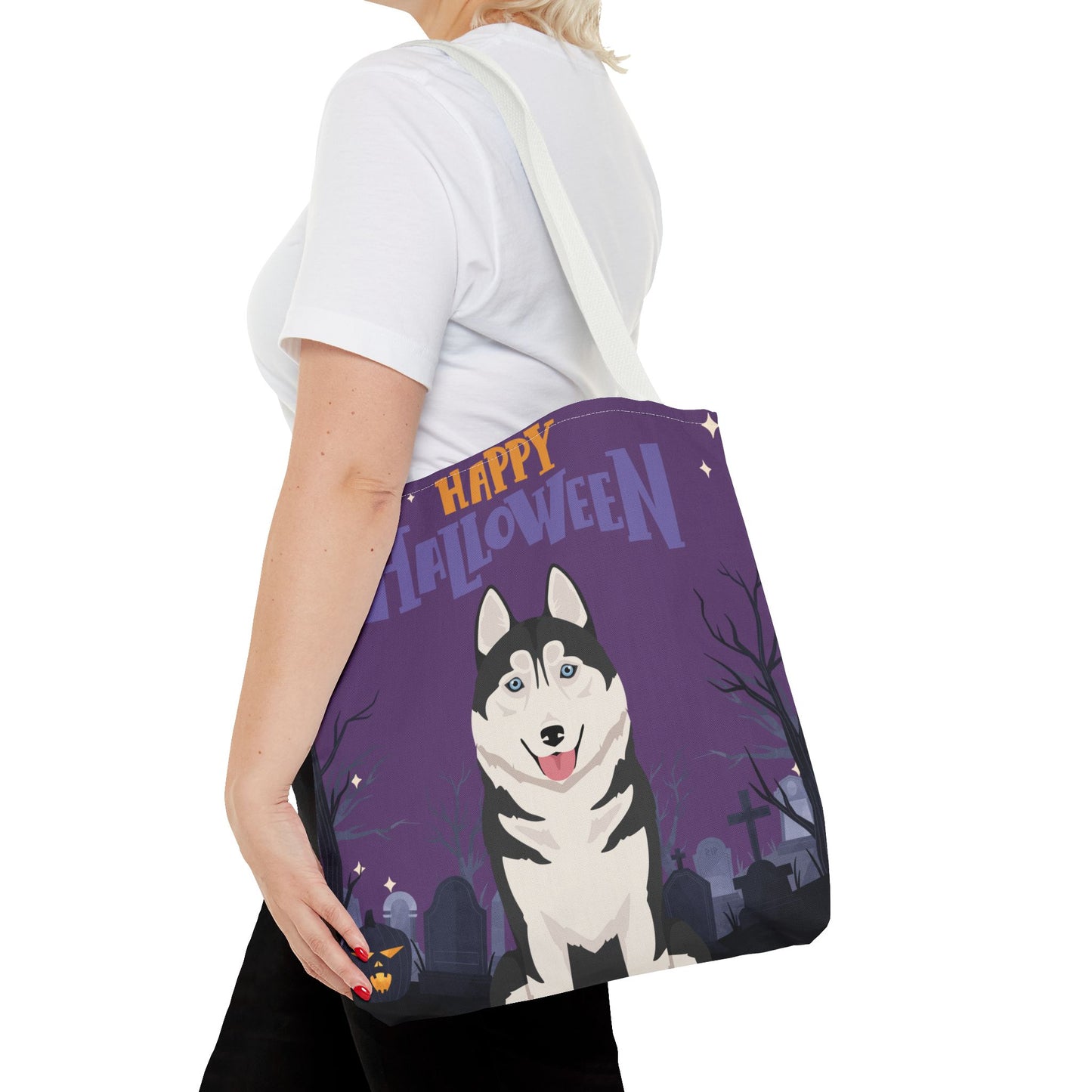 Siberian Husky Dog Happy Halloween Tote Bag 16x16