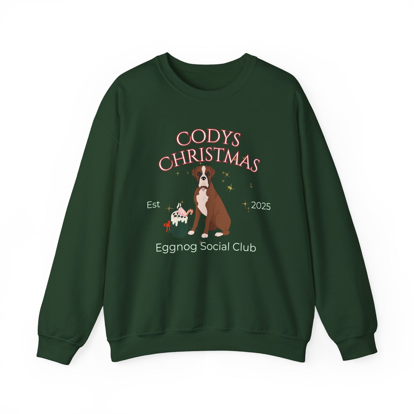 Boxer Dog Christmas Social Club Unisex Heavy Blend Crewneck Sweatshirt Custom Name