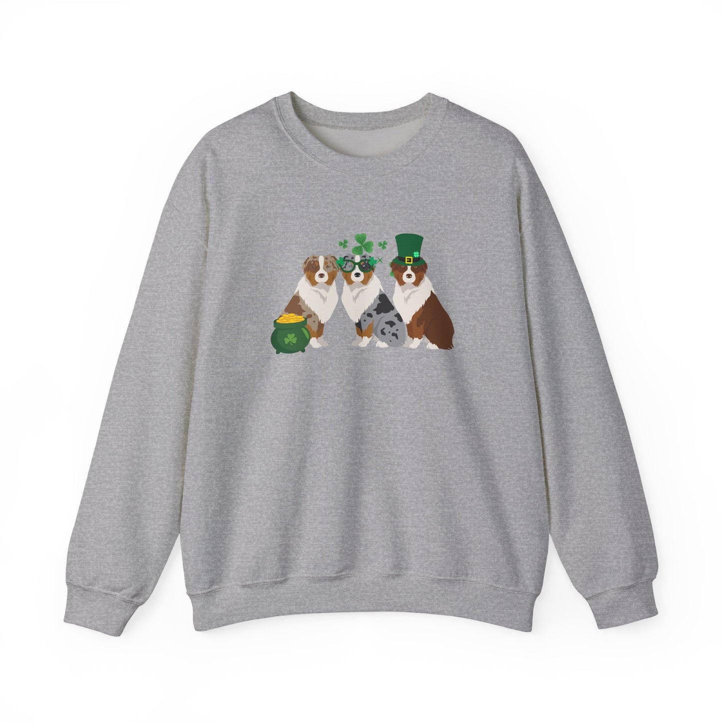 Australian Shepherd Dog St Patricks Day Unisex Heavy Blend Crewneck Sweatshirt, St Pattys day, Cute Dog Mom Gift