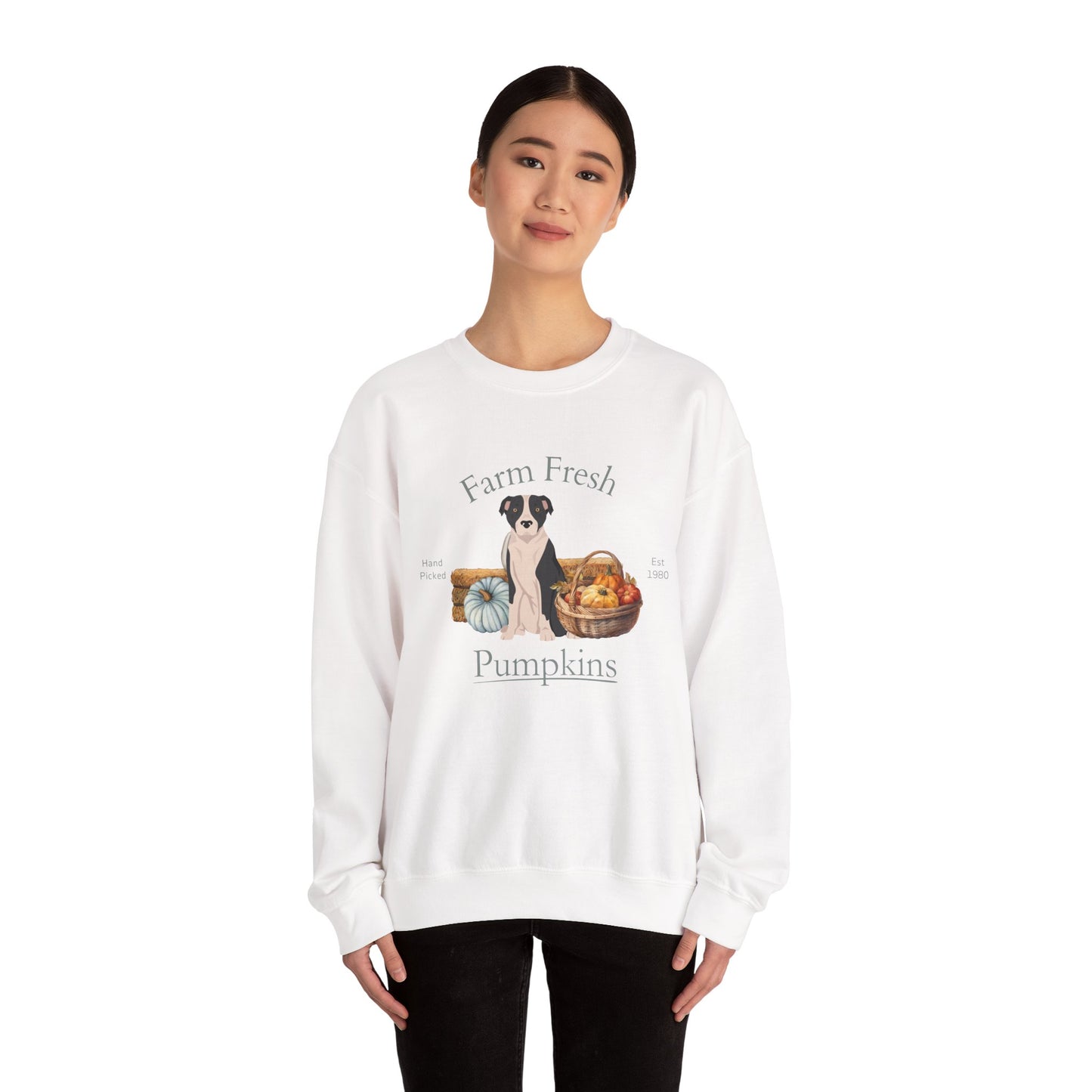 American Staffordshire Terrier Dog Fall Farm Fresh Unisex Heavy Blend Crewneck Sweatshirt