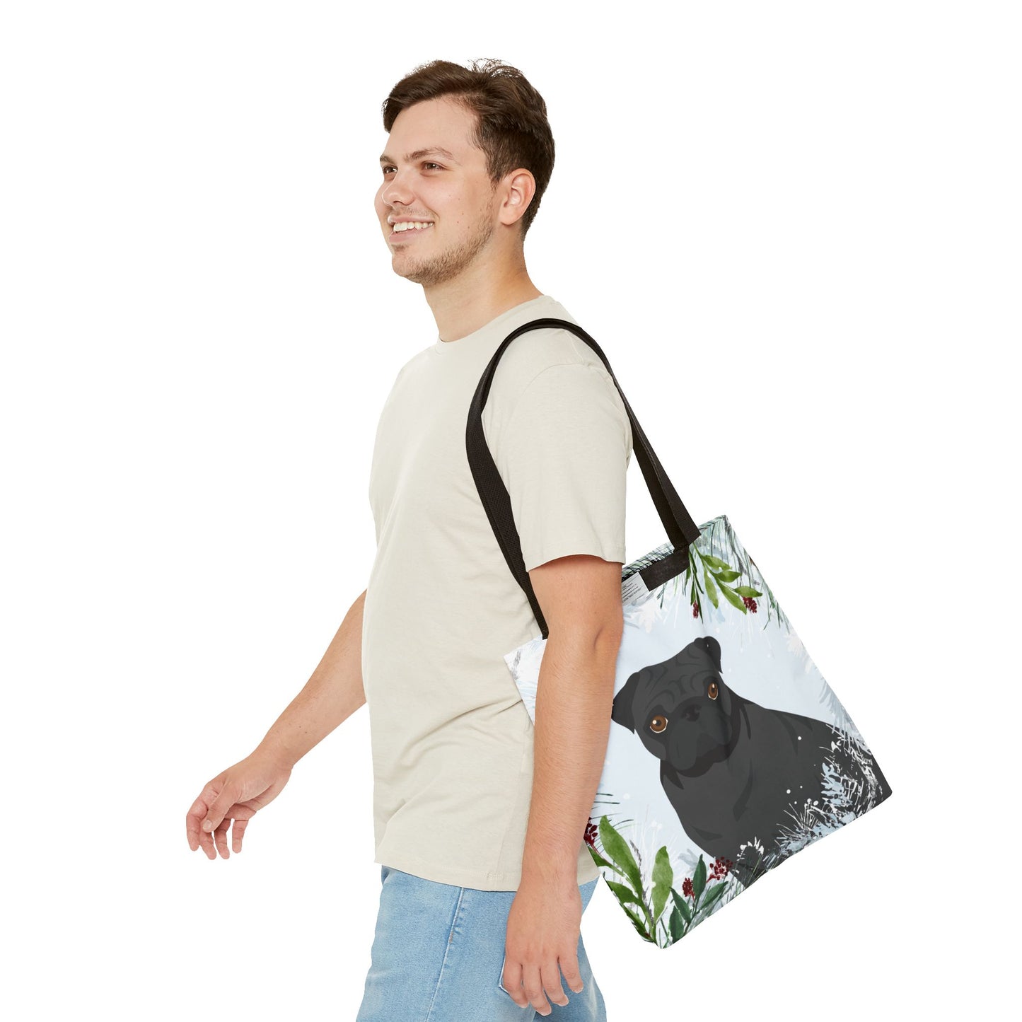 Pug Dog Christmas Holiday Tote Bag 16x16