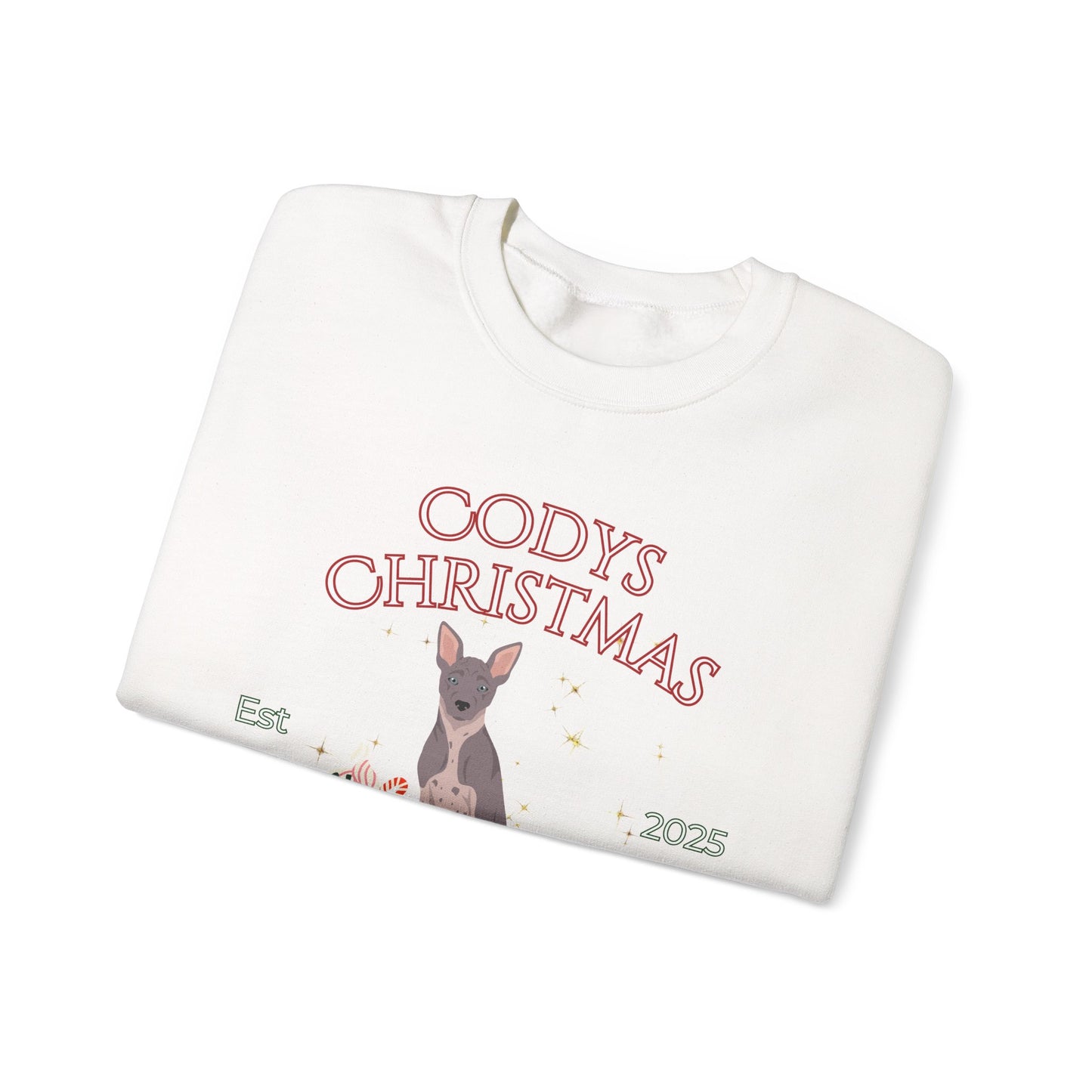 American Hairless Terrier Dog Christmas Social Club Unisex Heavy Blend Crewneck Sweatshirt Custom Name