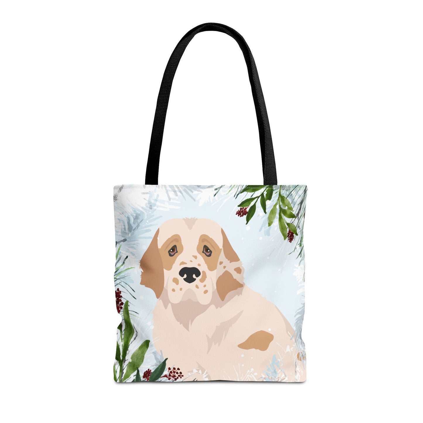 Clumber Spaniel Dog Christmas Holiday Tote Bag 16x16