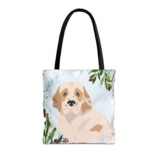 Clumber Spaniel Dog Christmas Holiday Tote Bag 16x16