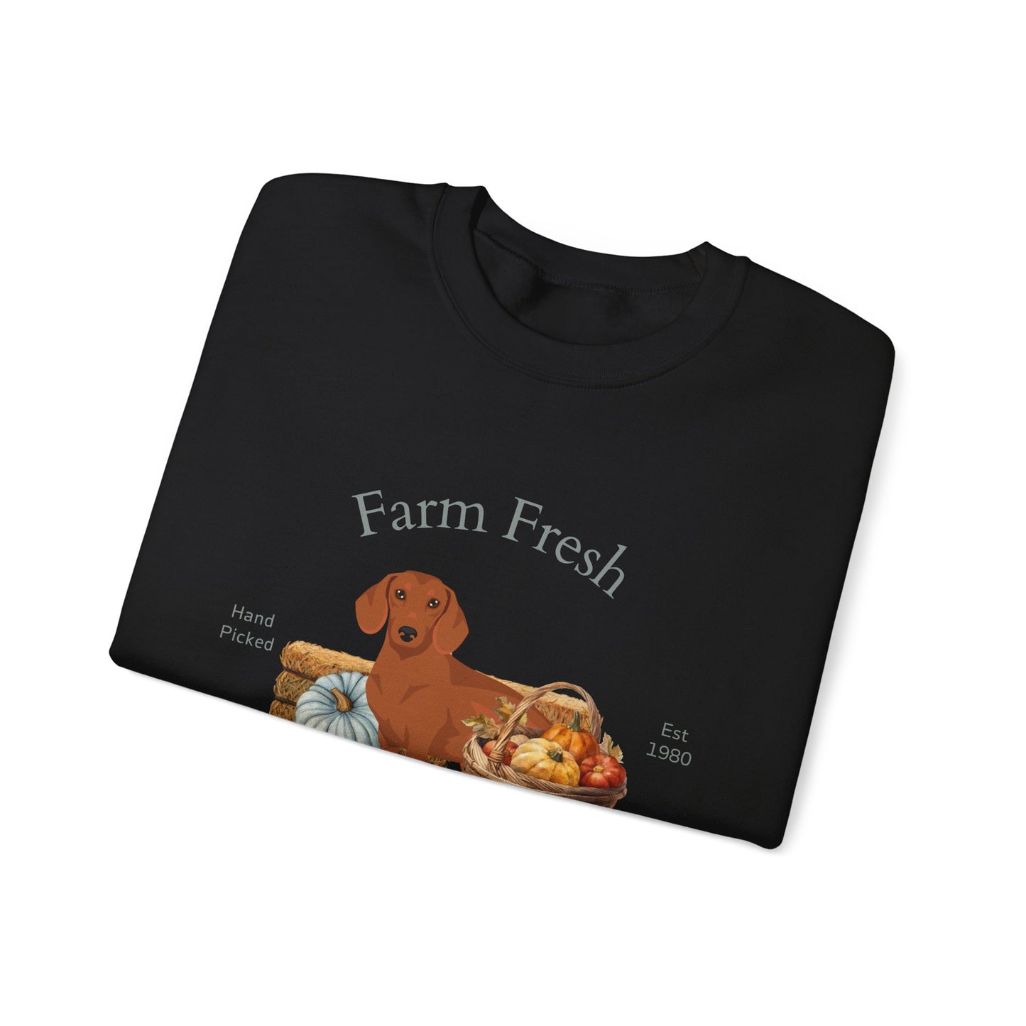 Dachshund Dog Fall Farm Fresh Unisex Heavy Blend Crewneck Sweatshirt