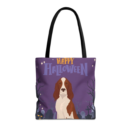 Irish Red and White Setter Dog Happy Halloween Tote Bag 16x16