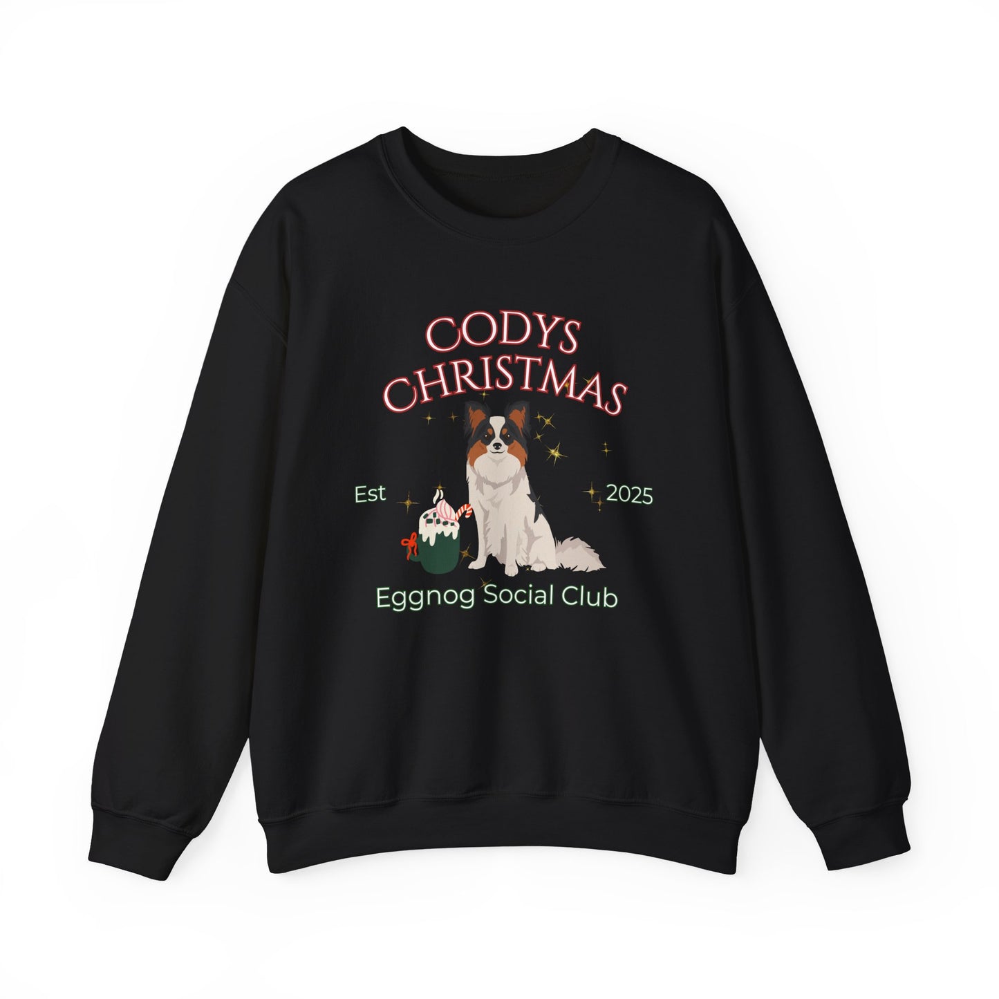 Papillon Dog Christmas Social Club Unisex Heavy Blend Crewneck Sweatshirt Custom Name
