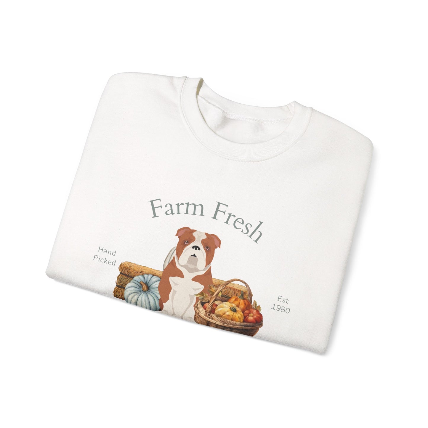 Bulldog Dog Fall Farm Fresh Unisex Heavy Blend Crewneck Sweatshirt