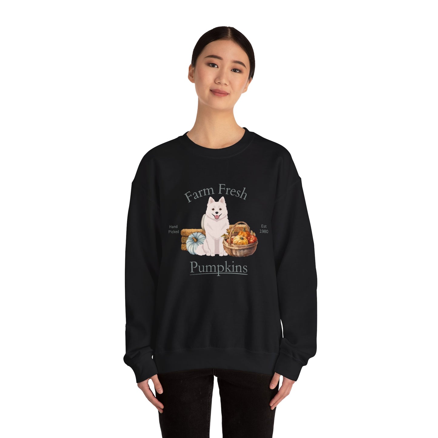 American Eskimo Dog Dog Fall Farm Fresh Unisex Heavy Blend Crewneck Sweatshirt
