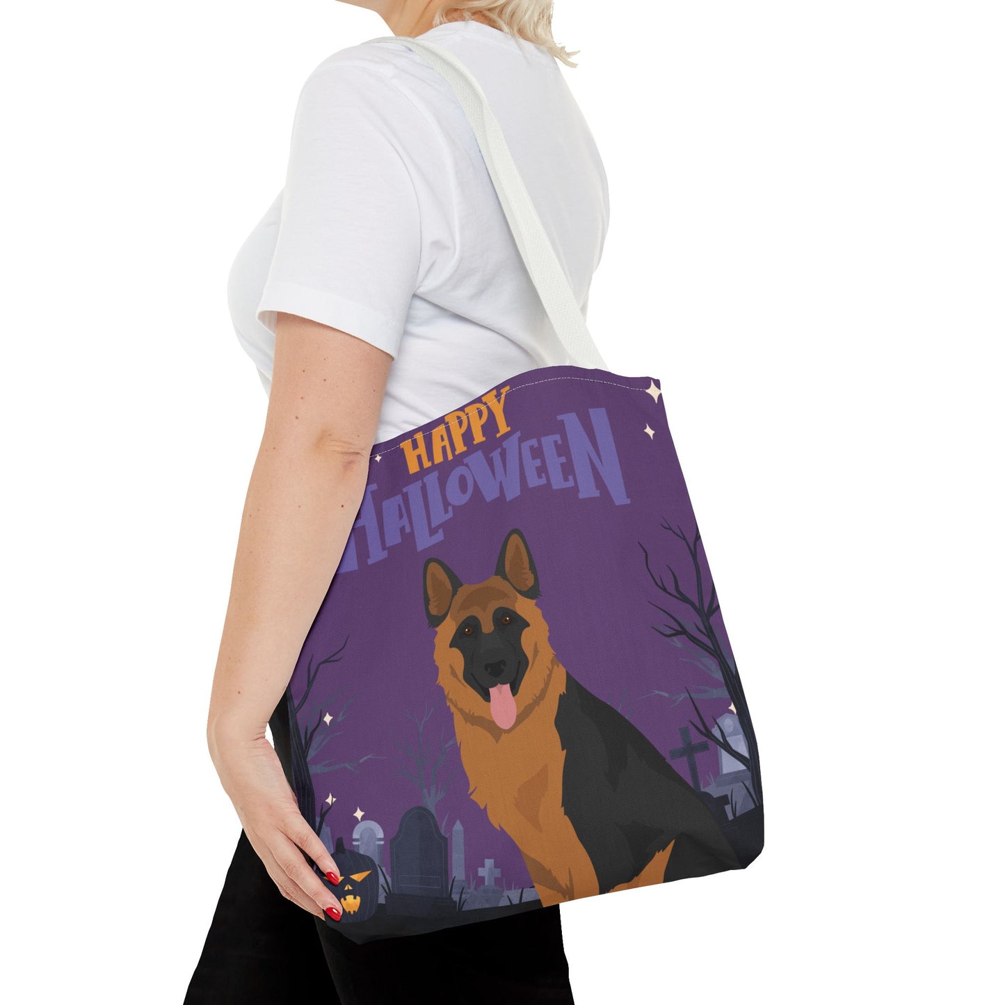 German Shepherd Dog Happy Halloween Tote Bag 16x16