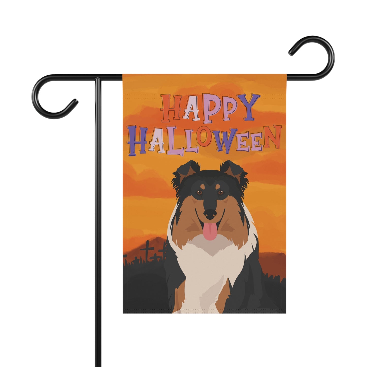 Collie Dog Halloween Garden Flag