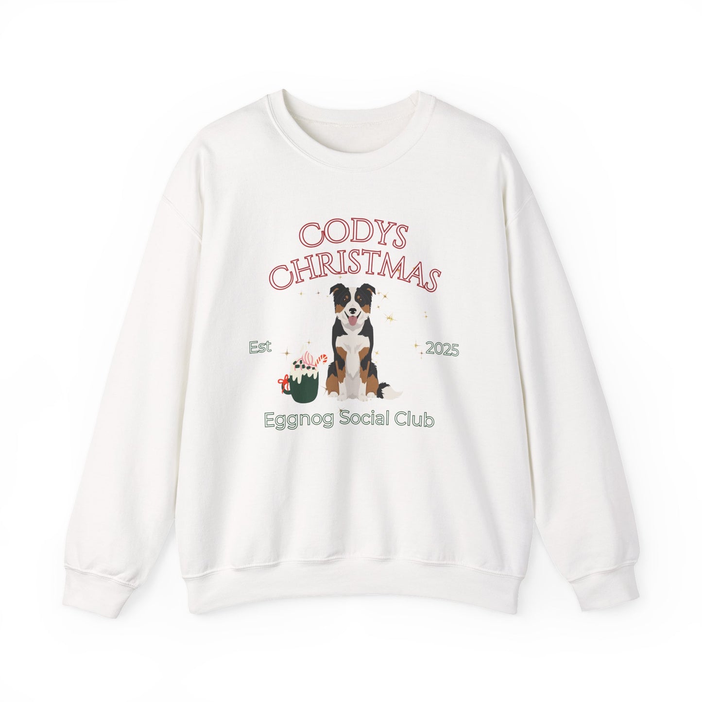Border Collie Dog Christmas Social Club Unisex Heavy Blend Crewneck Sweatshirt Custom Name