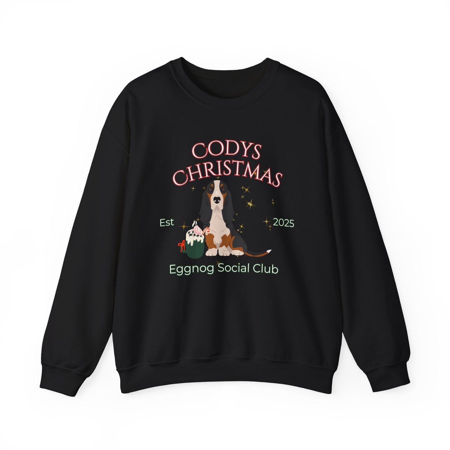 Basset Hound Dog Christmas Social Club Unisex Heavy Blend Crewneck Sweatshirt Custom Name
