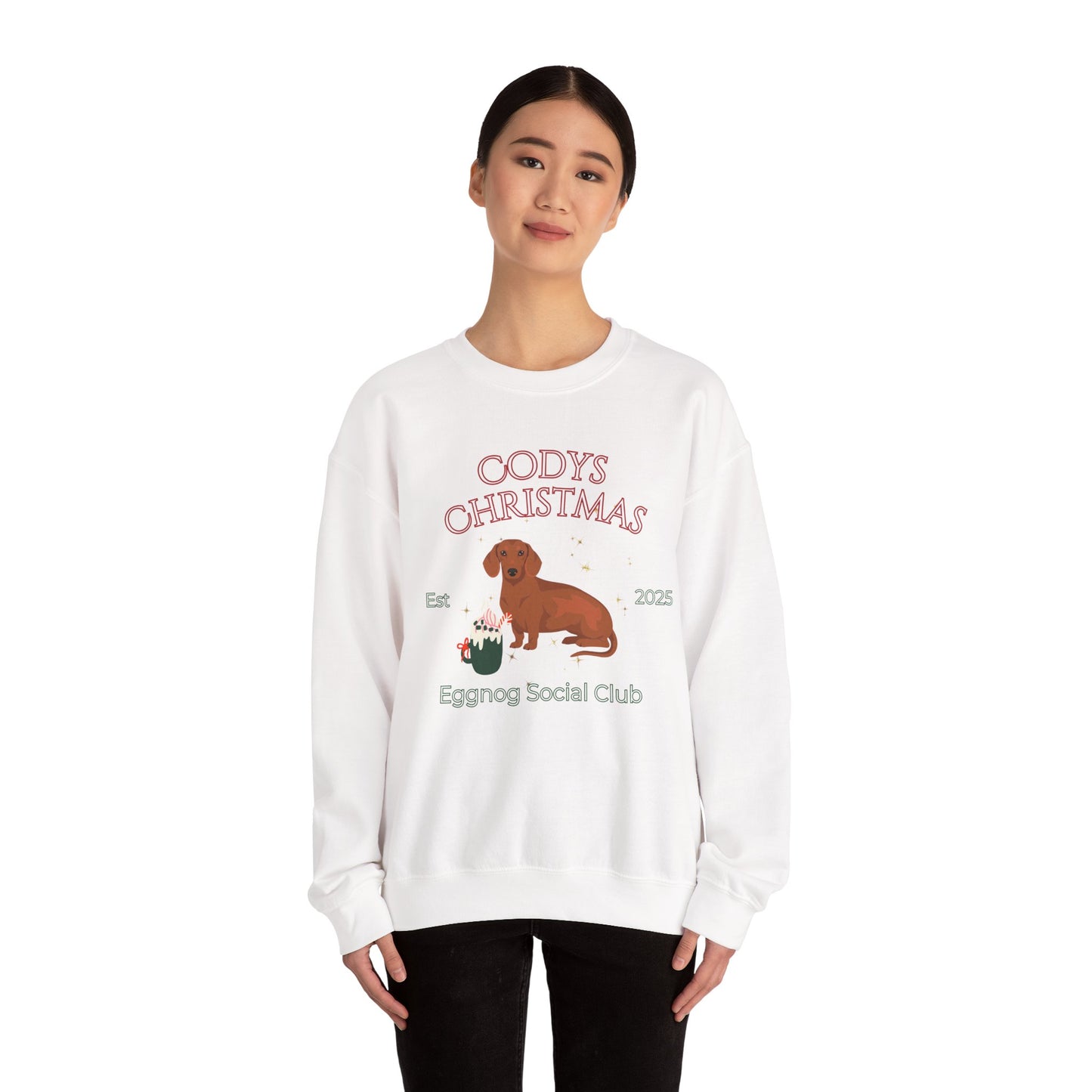 Dachshund Dog Christmas Social Club Unisex Heavy Blend Crewneck Sweatshirt Custom Name