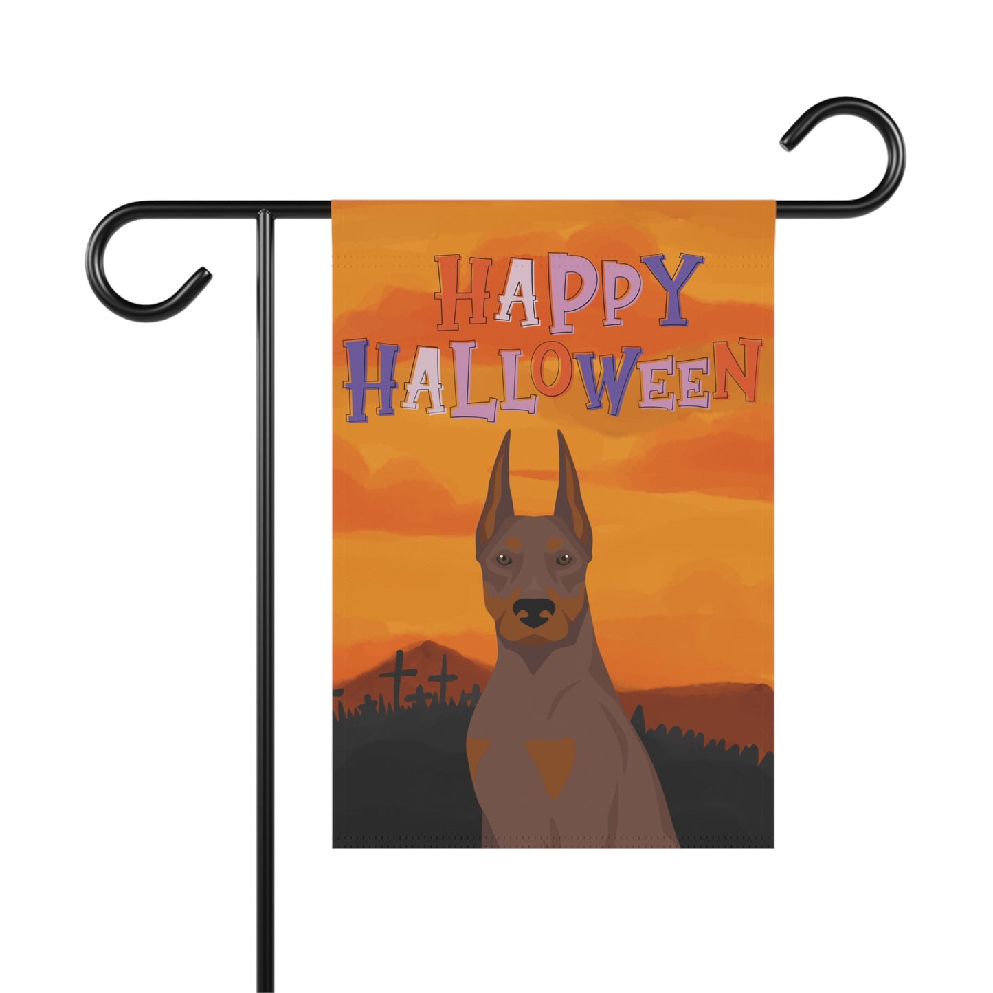 Doberman Pinscher Dog Halloween Garden Flag