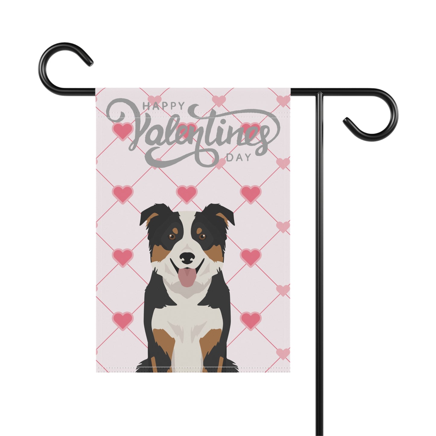 Border Collie Dog Valentines Day Garden Flag