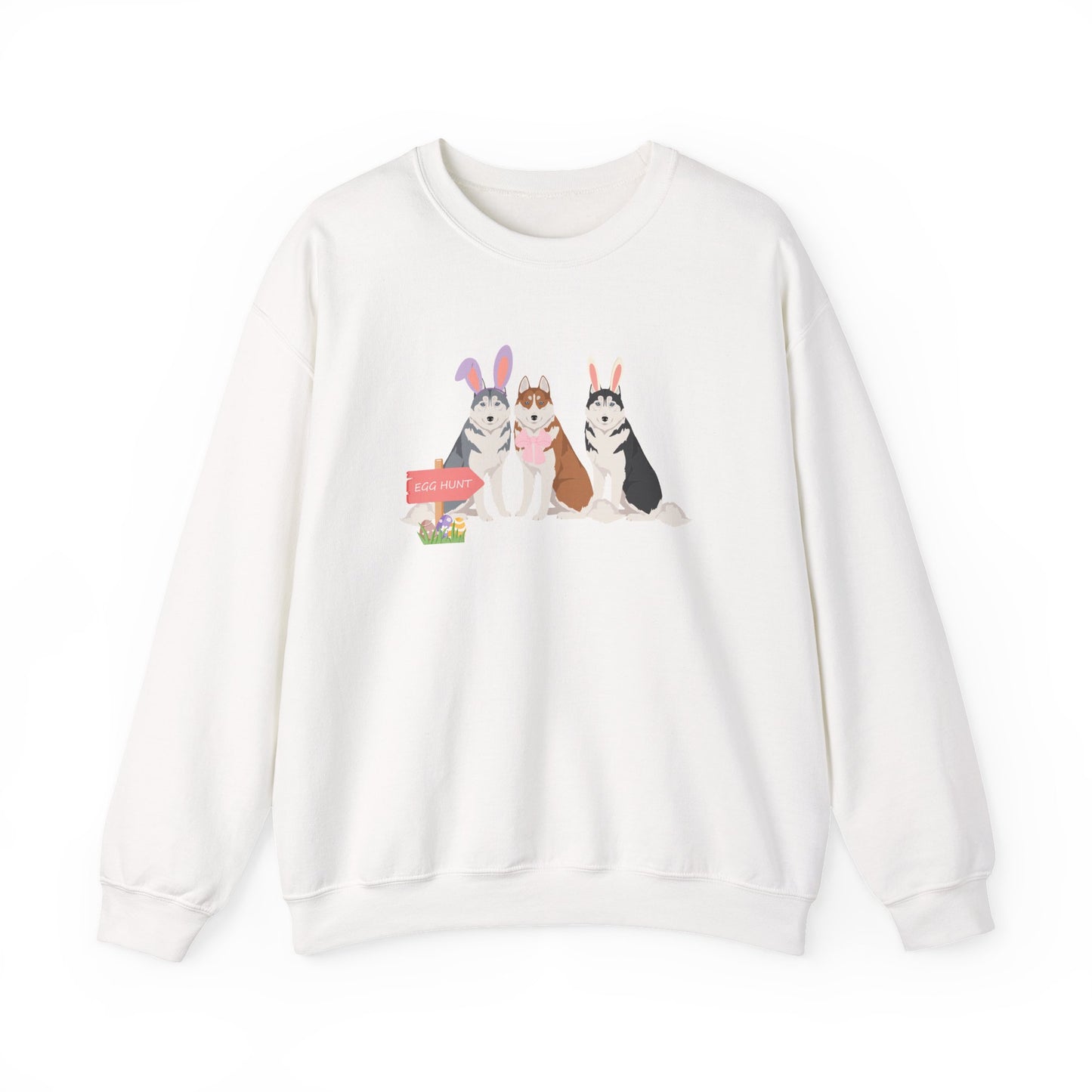 Siberian Husky Dog Easter Unisex Heavy Blend Crewneck Sweatshirt, easter, Cute Dog Mom Gift