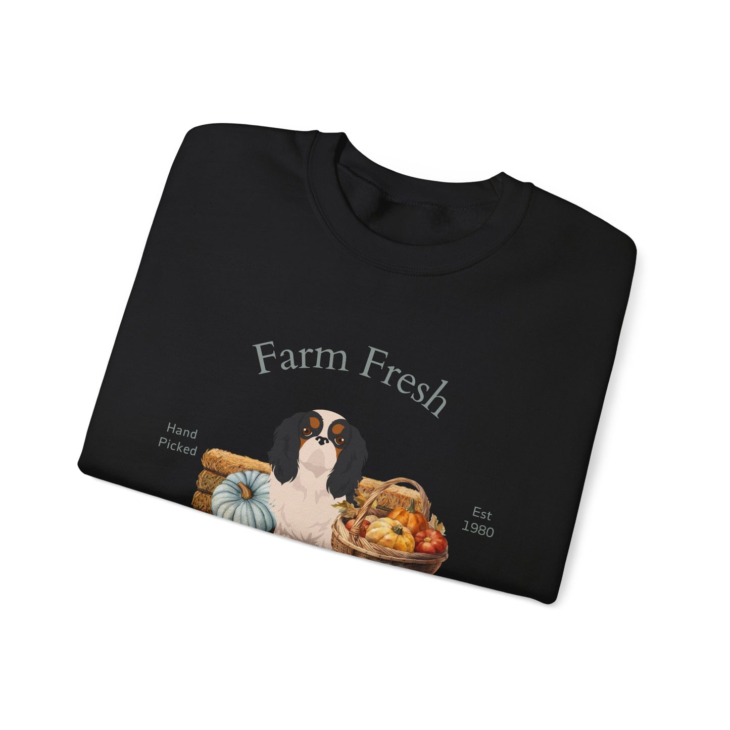 English Toy Spaniel Dog Fall Farm Fresh Unisex Heavy Blend Crewneck Sweatshirt