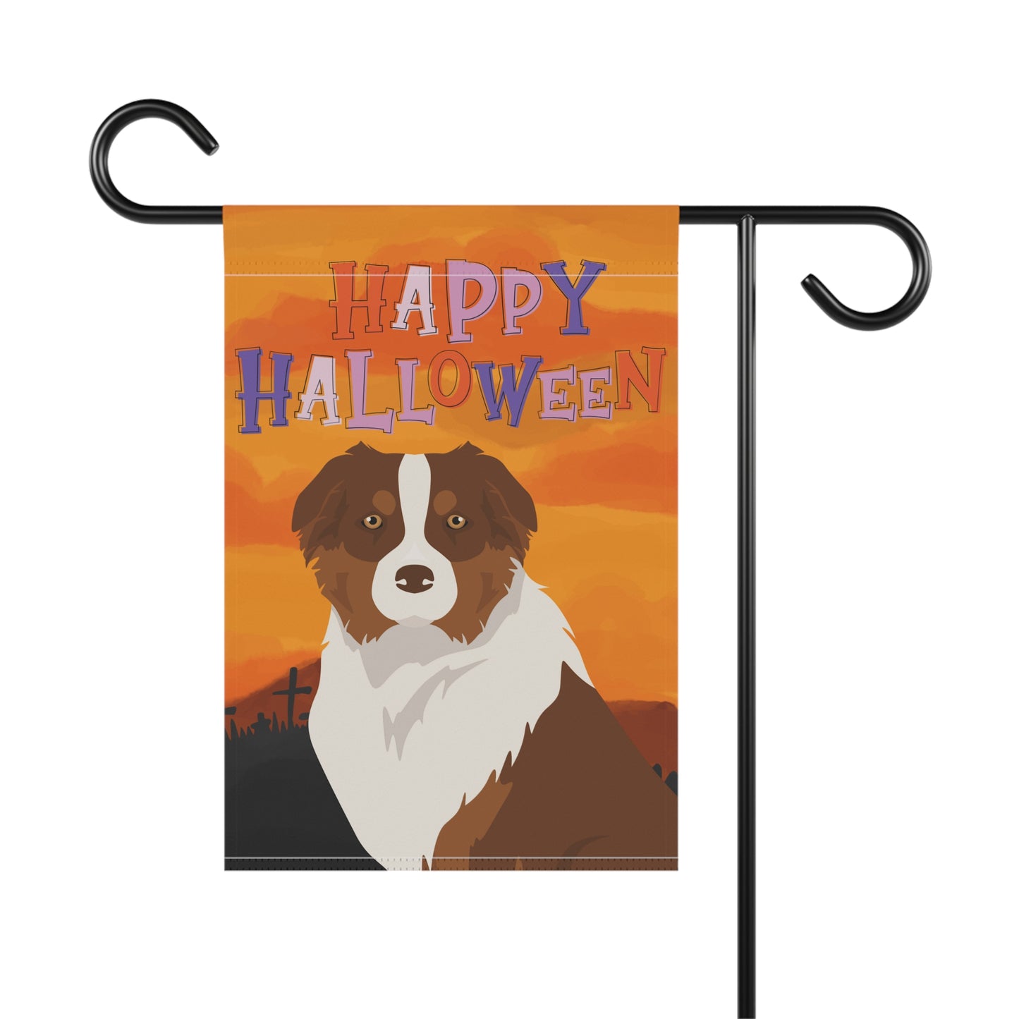 Australian Shepherd Dog Halloween Garden Flag
