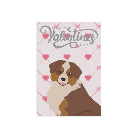 Mini American Shepherd Dog Valentines Day Garden Flag