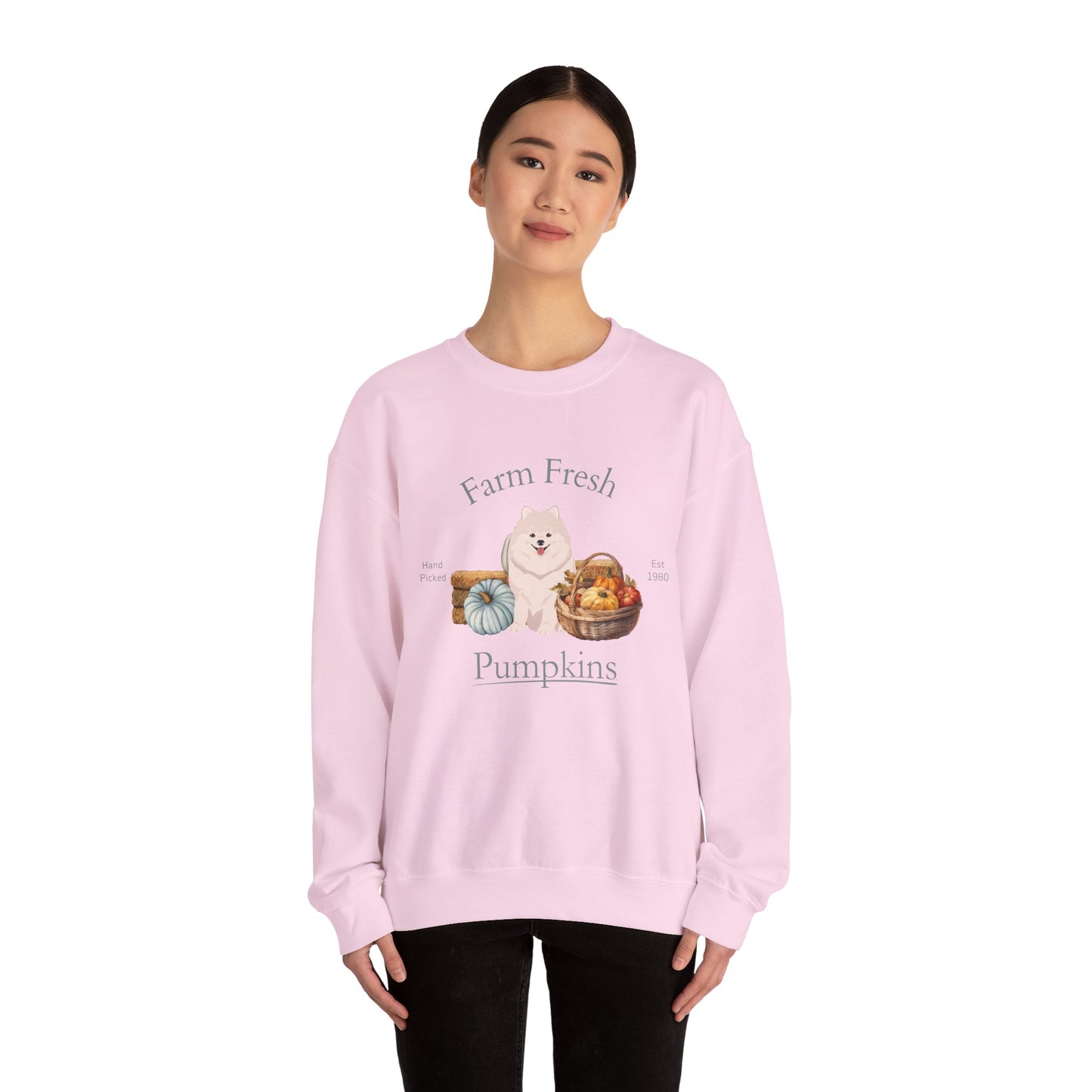 Pomeranian Dog Fall Farm Fresh Unisex Heavy Blend Crewneck Sweatshirt