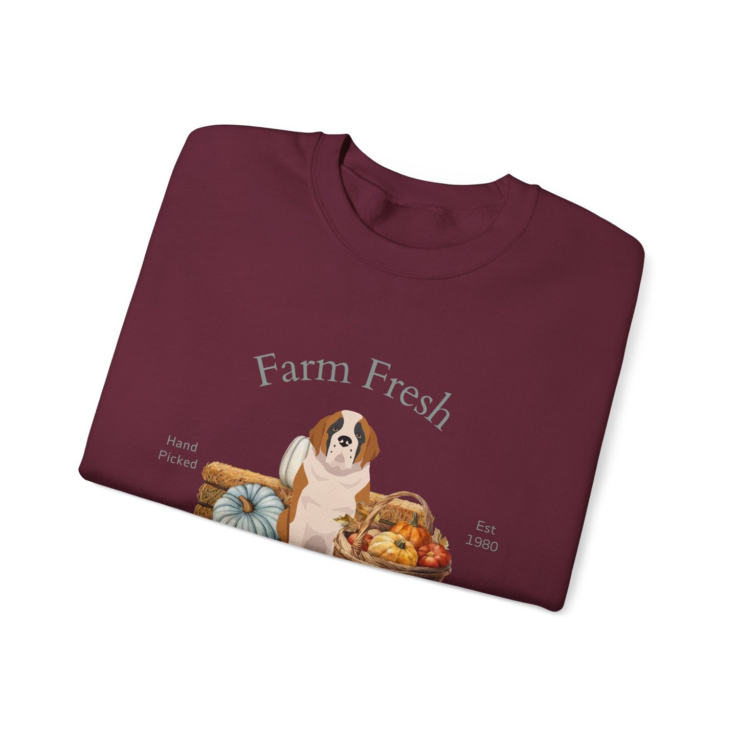 St Bernard Dog Fall Farm Fresh Unisex Heavy Blend Crewneck Sweatshirt