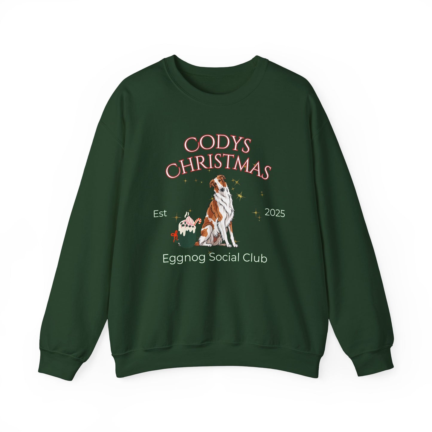 Borzoi Dog Christmas Social Club Unisex Heavy Blend Crewneck Sweatshirt Custom Name