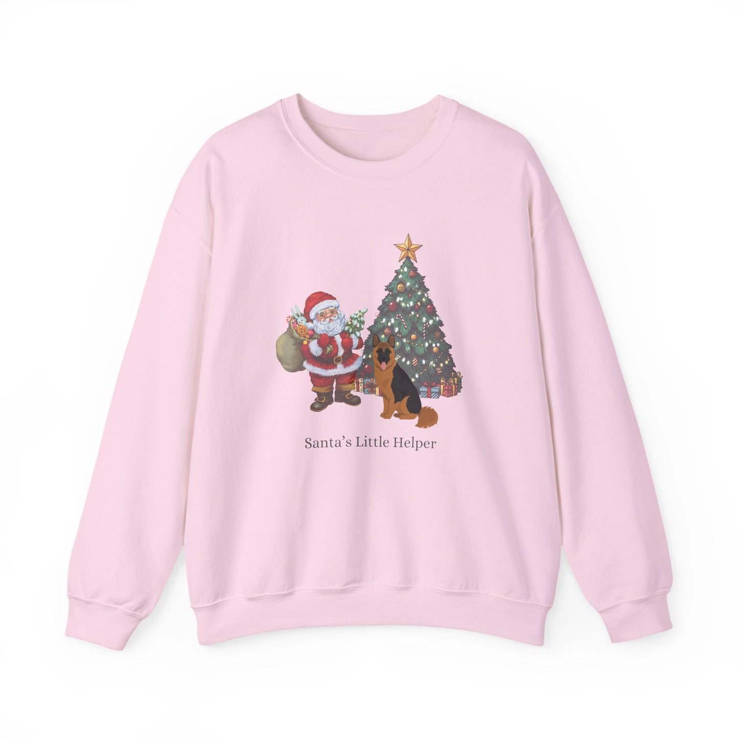 German Shepherd Dog Santa's Little Helper Unisex Heavy Blend Crewneck Sweatshirt