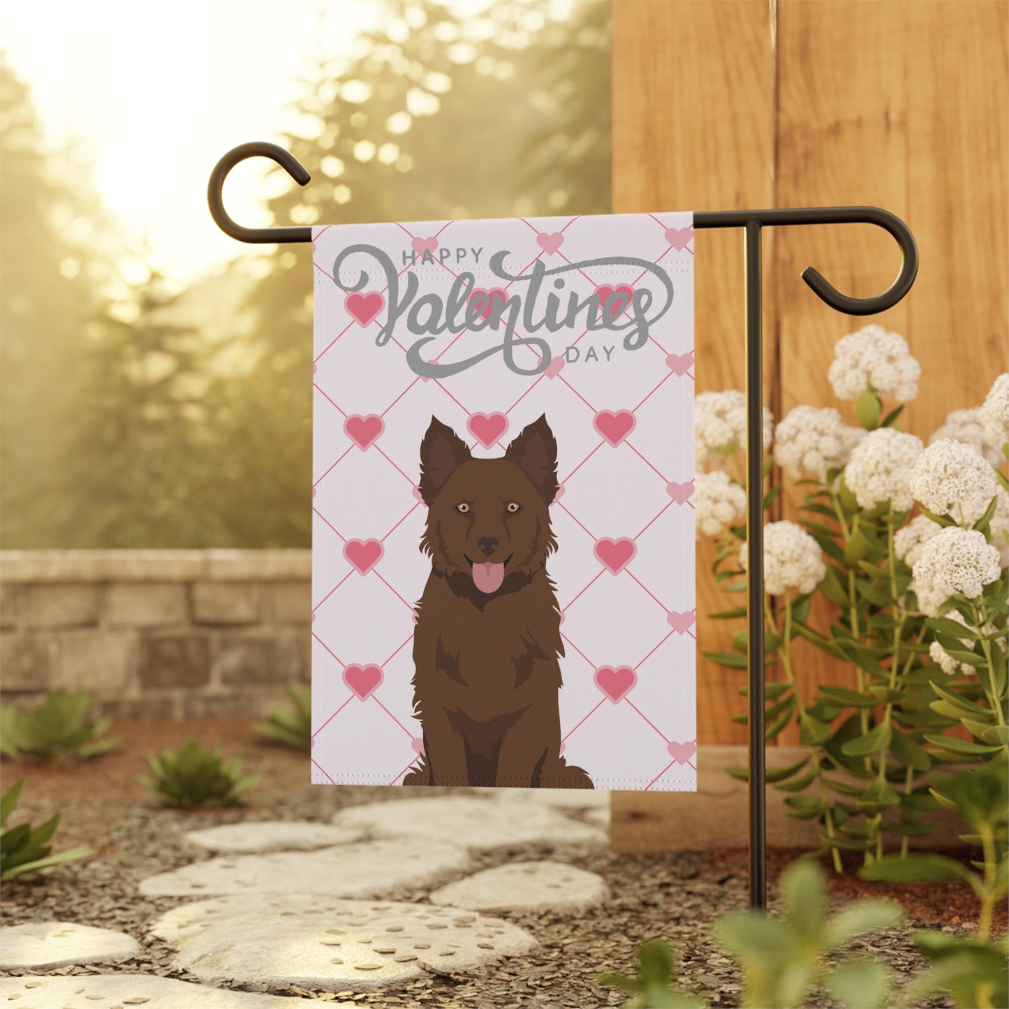 Mudi Dog Valentines Day Garden Flag
